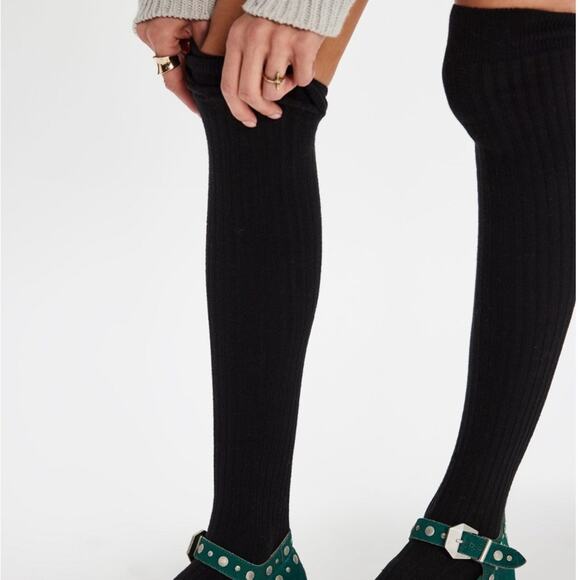 NWT Free People Viola Black Over the Knee Socks - Picture 3 of 7